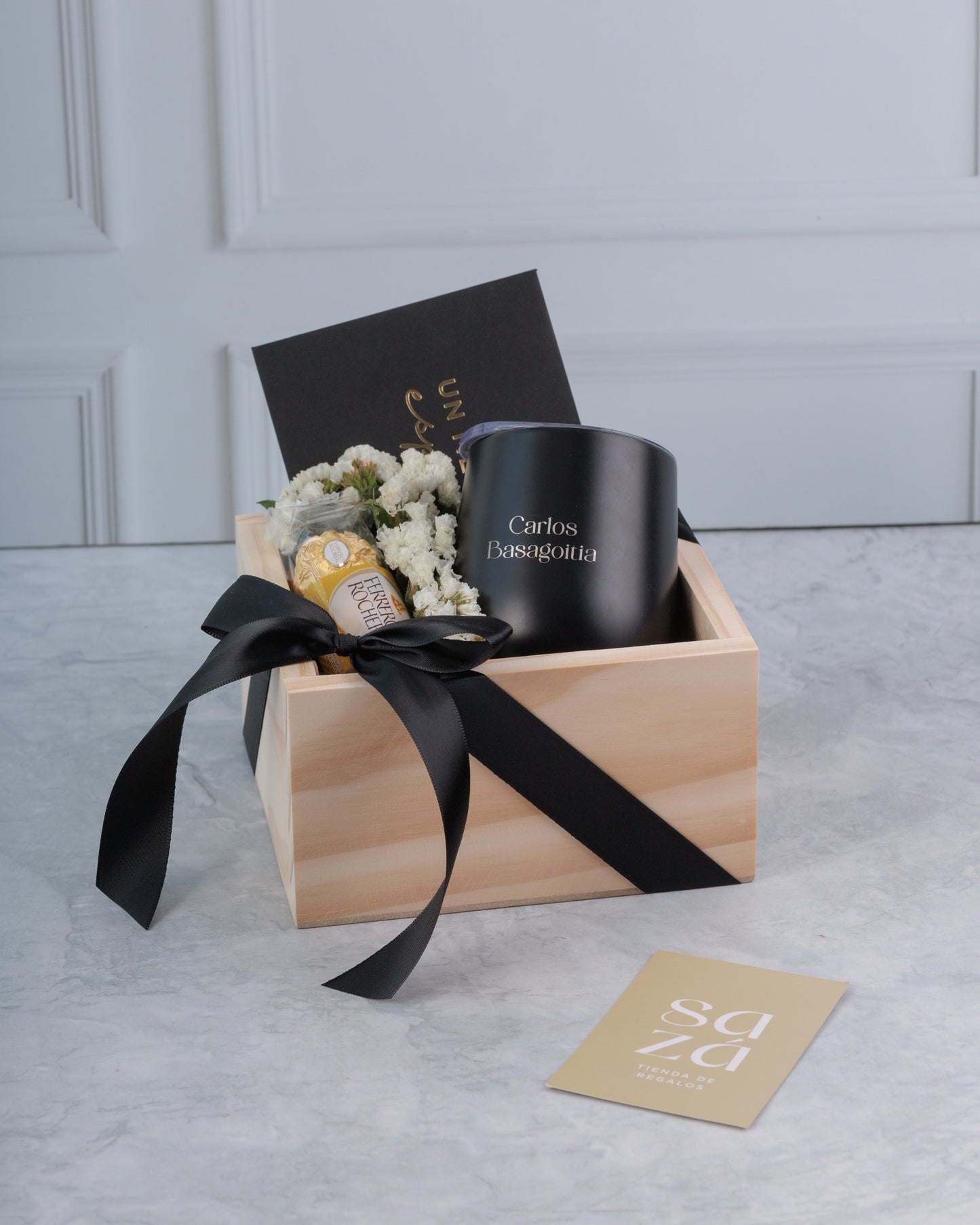 Mini Set para Él: Bombones, Flores & Vaso Térmico Personalizado