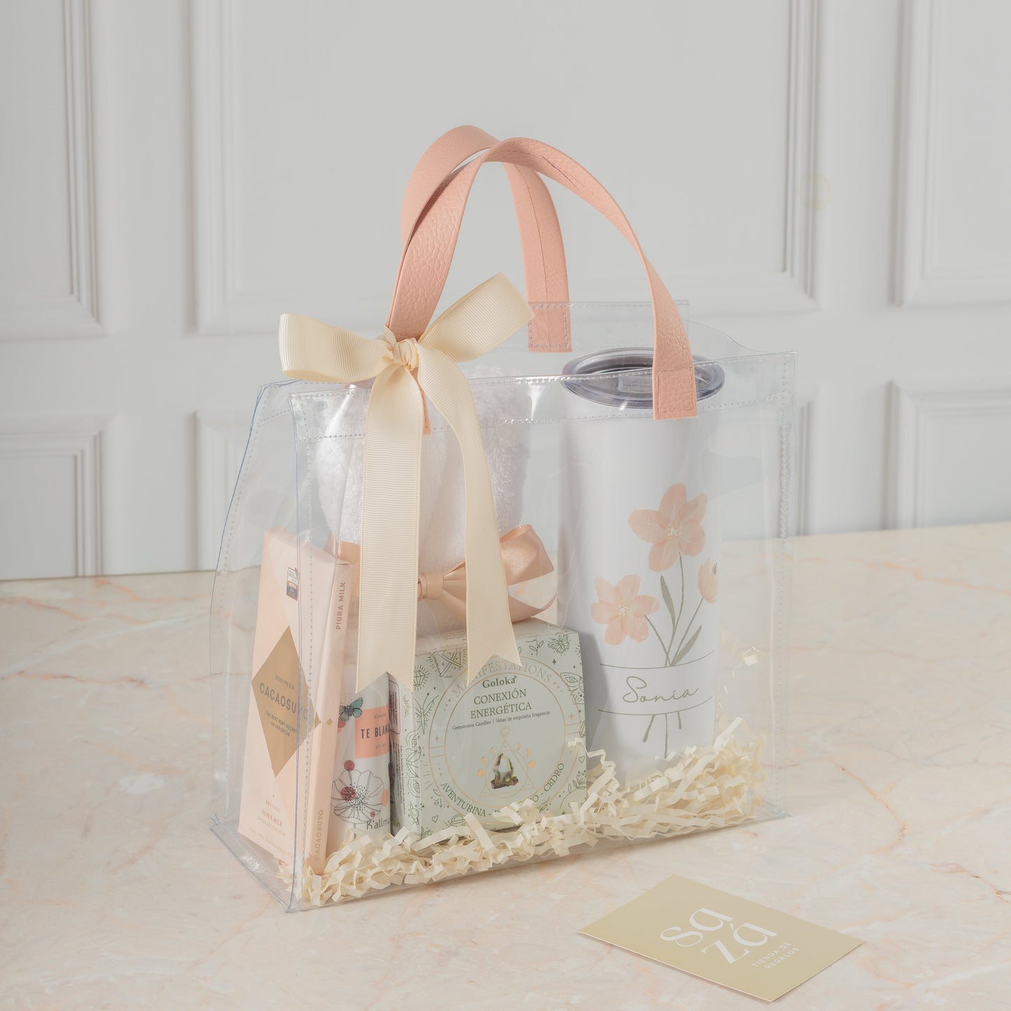 Bolsa con Asas Biocuero, Termo Personalizado & Vela con Cuarzos