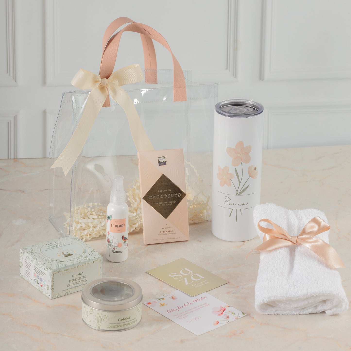 Bolsa con Asas Biocuero, Termo Personalizado & Vela con Cuarzos