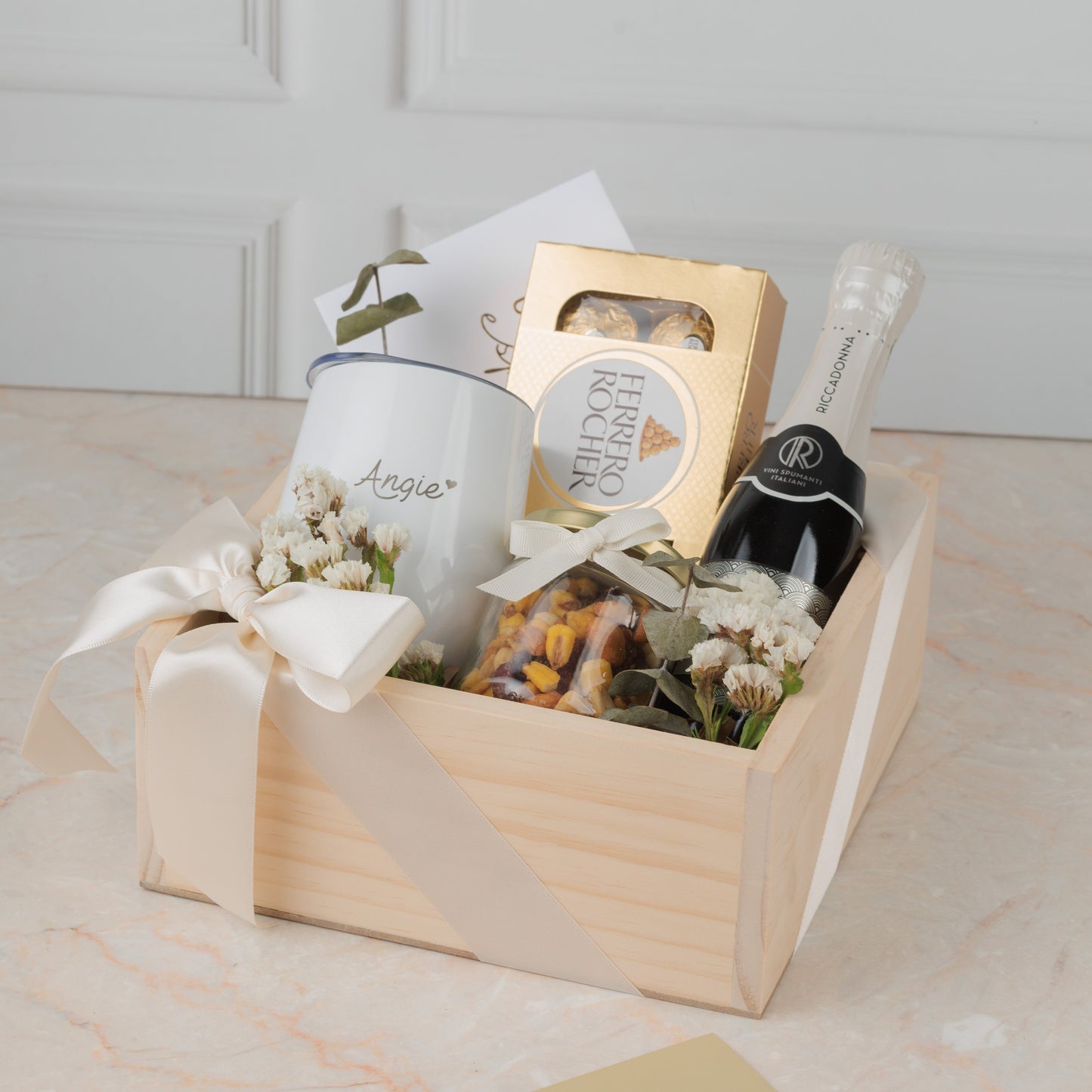 Pack Floral Ricaddonna & Ferrero Rocher con Vaso Térmico Personalizado