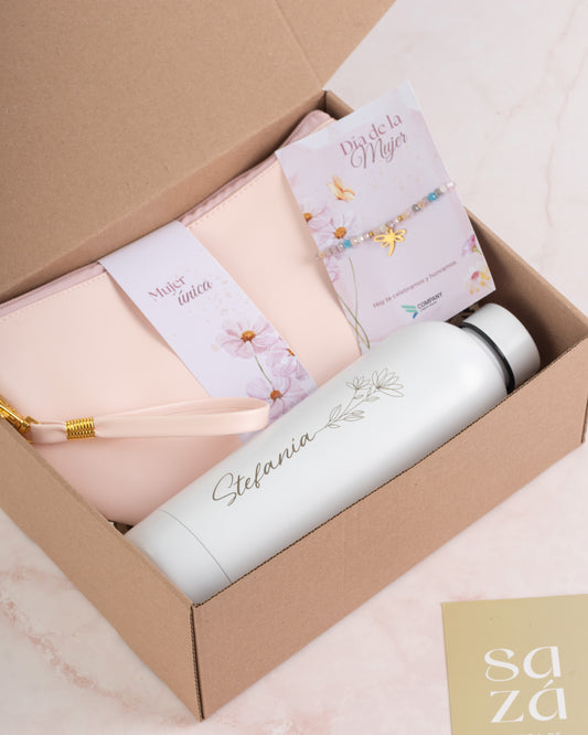 Pack Mujer: Neceser, Pulsera & Termo Personalizado