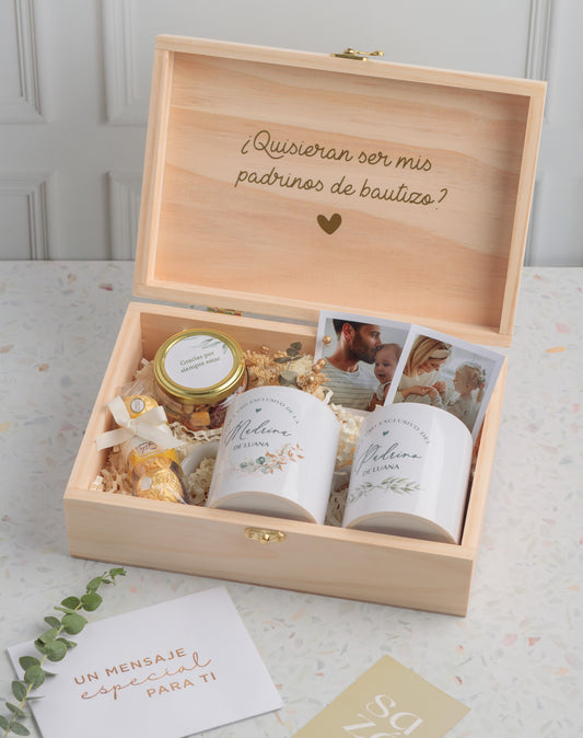 Pack Padrino & Madrina: Cofre & Tazas Personalizadas