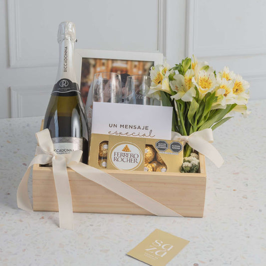 Pack Champagne & Flores c/ caja decorativa